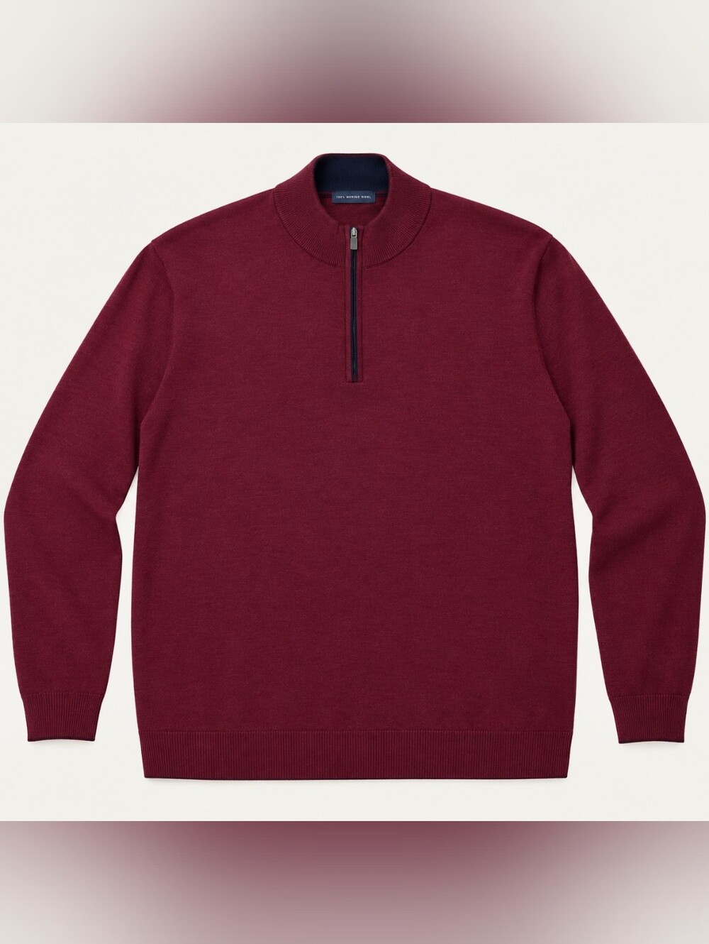 Extra Fine Merino Wool Sweater in Wine XL Men's Half-Zip